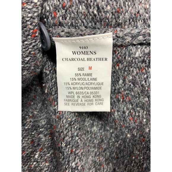 Woolrich Marled Charcoal Heather Cardigan Sweater with Side Pockets Size M - Picture 5 of 5
